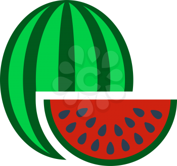 Watermelon Icon. Flat Color Design. Vector Illustration.