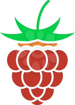 Raspberry Icon. Flat Color Design. Vector Illustration.