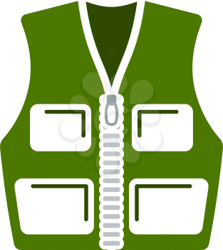 Icon Of Hunter Vest. Flat Color Design. Vector Illustration.