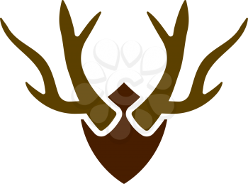 Icon Of Deer's Antlers. Flat Color Design. Vector Illustration.