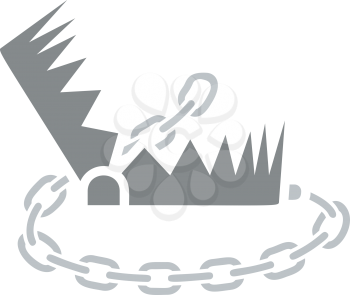 Icon Of Bear Hunting Trap. Flat Color Design. Vector Illustration.