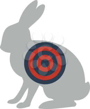 Icon Of Hare Silhouette With Target. Flat Color Design. Vector Illustration.