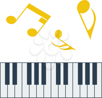 Icon Of Piano Keyboard In Ui Colors. Flat Color Design. Vector Illustration.