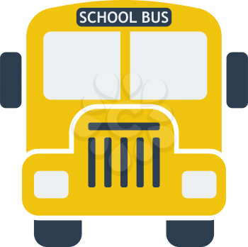 Icon Of School Bus In Ui Colors. Flat Color Design. Vector Illustration.