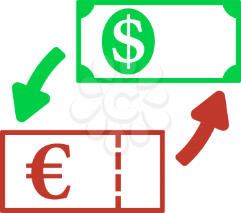 Currency Dollar And Euro Exchange Icon. Flat Color Design. Vector Illustration.