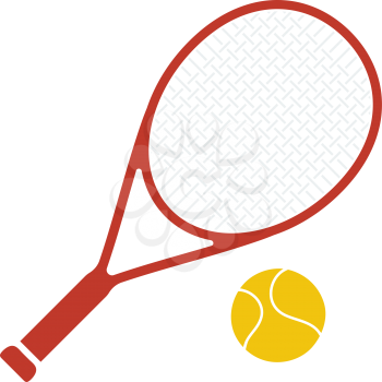 Icon Of Tennis Rocket And Ball. Flat Color Design. Vector Illustration.