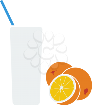 Icon Of Orange Juice Glass. Flat Color Design. Vector Illustration.