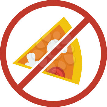 Prohibited Pizza Icon. Flat Color Design. Vector Illustration.