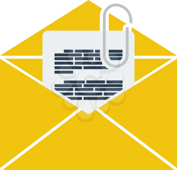 Mail With Attachment Icon. Flat Color Design. Vector Illustration.