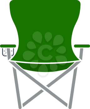 Icon Of Fishing Folding Chair. Flat Color Design. Vector Illustration.