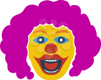 Party Clown Face Icon. Flat Color Design. Vector Illustration.