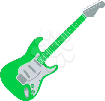 Electric Guitar Icon. Flat Color Design. Vector Illustration.