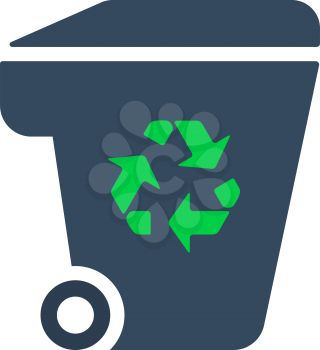 Garbage Container With Recycle Sign Icon. Flat Color Design. Vector Illustration.
