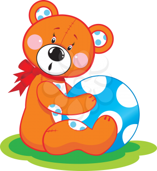Royalty Free Clipart Image of a Bear With a  Ball