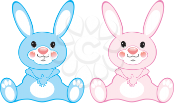 Royalty Free Clipart Image of a Boy and Girl Rabbit