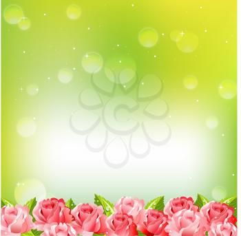 Royalty Free Clipart Image of Roses on a Green Background