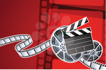 Royalty Free Clipart Image of a Movie Reel Background