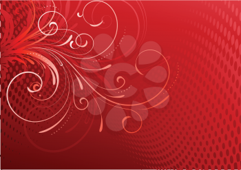 Royalty Free Clipart Image of a Red Floral Background