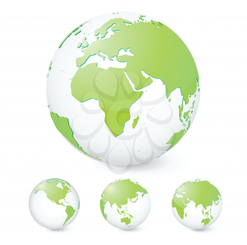 Royalty Free Clipart Image of Green Globes