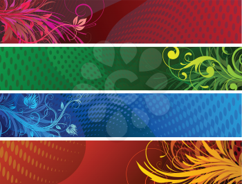 Royalty Free Clipart Image of Colorful Floral Banners