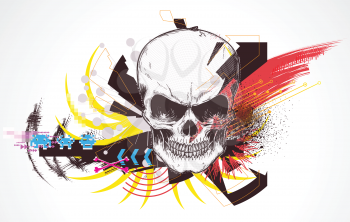 Royalty Free Clipart Image of a Colorful Skull Background