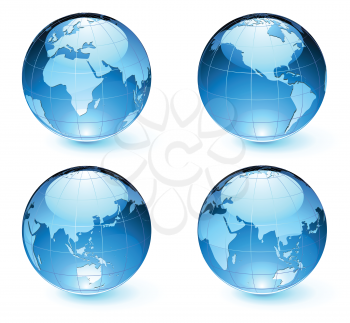 Royalty Free Clipart Image of Blue Globes