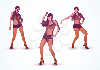 Royalty Free Clipart Image of Women Dancing
