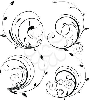 Royalty Free Clipart Image of Decorative Floral Elements