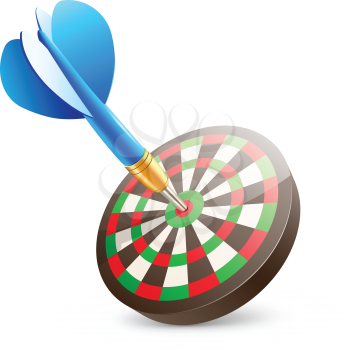 Royalty Free Clipart Image of a Dartboard and Dart