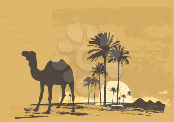 Royalty Free Clipart Image of a Camel Background