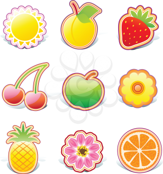 Royalty Free Clipart Image of Fruit Stickers