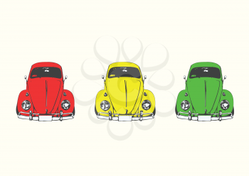 Royalty Free Clipart Image of Volkswagen Beetles 