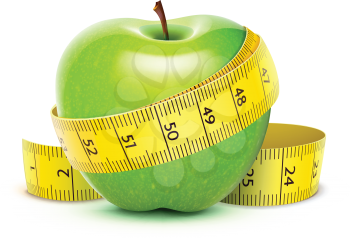 Royalty Free Clipart Image of an Apple With Measuring Tape