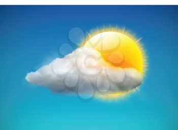 Royalty Free Clipart Image of a Sun and Clouds