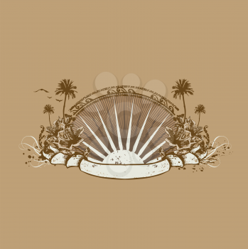 Royalty Free Clipart Image of a Tropical Insignia