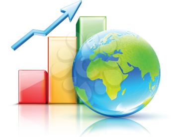 Royalty Free Clipart Image of a Chart and Planet Earth