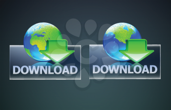 Royalty Free Clipart Image of Global Download Buttons