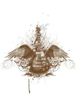 Royalty Free Clipart Image of a Grungy Guitar