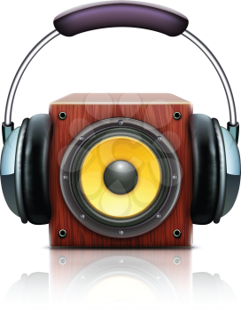 Royalty Free Clipart Image of a Speaker and Headphones