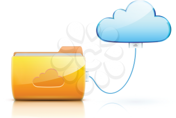 Royalty Free Clipart Image of a Yellow Folder and Cloud