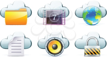 Royalty Free Clipart Image of Cloud Storage Concepts