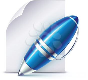 Royalty Free Clipart Image of a Ballpoint Pen and Paper
