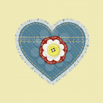 Royalty Free Clipart Image of a Heart Shape Jeans Emblem