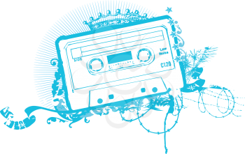 Royalty Free Clipart Image of a Cassette Tape Stencil