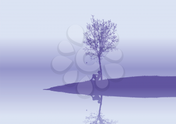 Royalty Free Clipart Image of a Woman Sitting Under a Tree