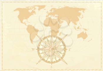 Royalty Free Clipart Image of a Vintage World Map