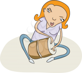 Royalty Free Clipart Image of a Woman Playing the Drum