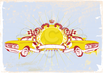 Royalty Free Clipart Image of a Vintage Car Insignia