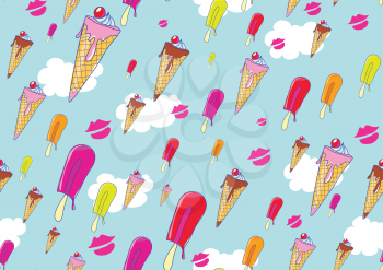 Royalty Free Clipart Image of an Ice Cream Background 