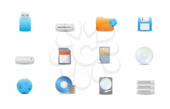 Royalty Free Clipart Image of Storage Device Icons